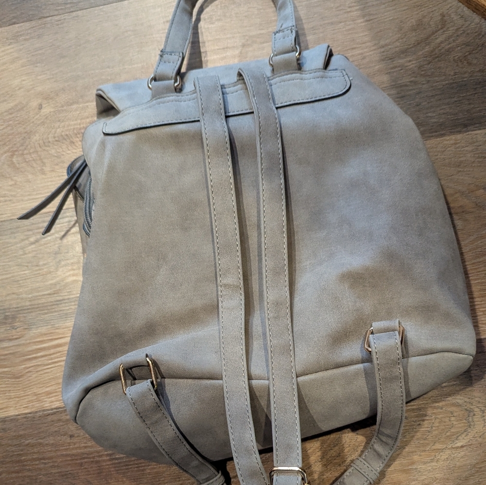 Backpack suede soft gray fabric
